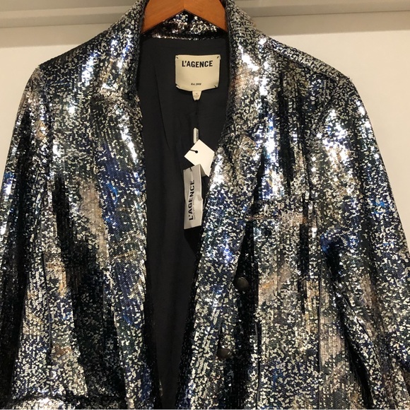 L'AGENCE Kenzie Sequin Double Breasted Blazer - Picture 5 of 12
